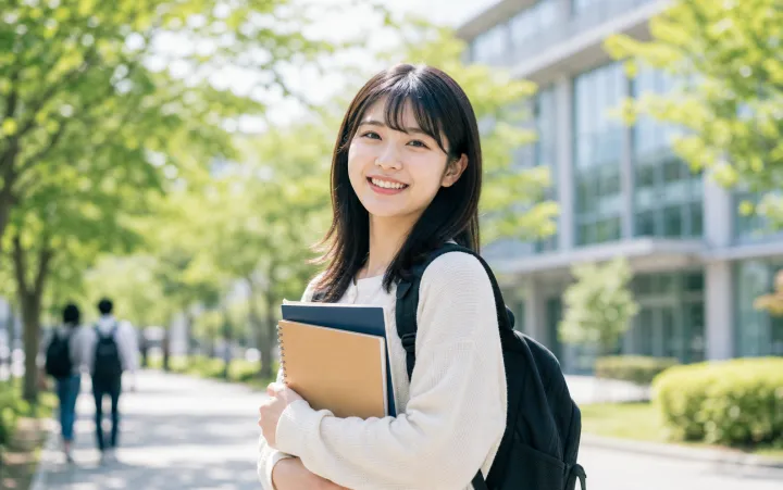 キャンパスの女子学生